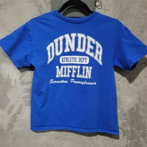 The Office Men's XS TV Show Blue Short Sleeve Dunder Mifflin Graphic T Shirt